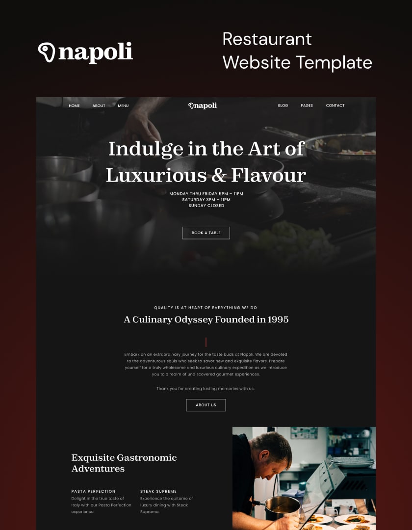 Premium Webflow template for restaurants, made in Webflow and designed by Wedoflow