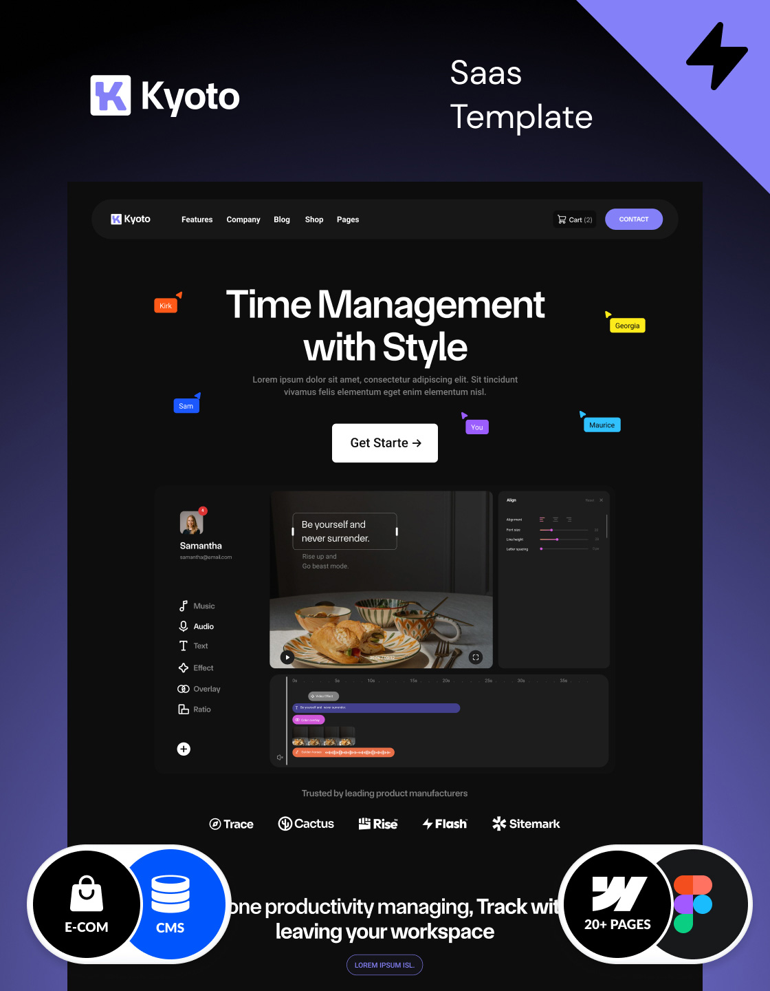 Webflow SaaS template – Kyoto, made in Webflow for any agency