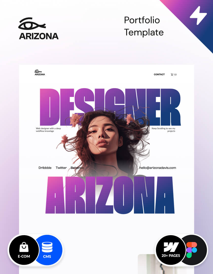 Webflow portfolio template design – Arizona, made in Webflow