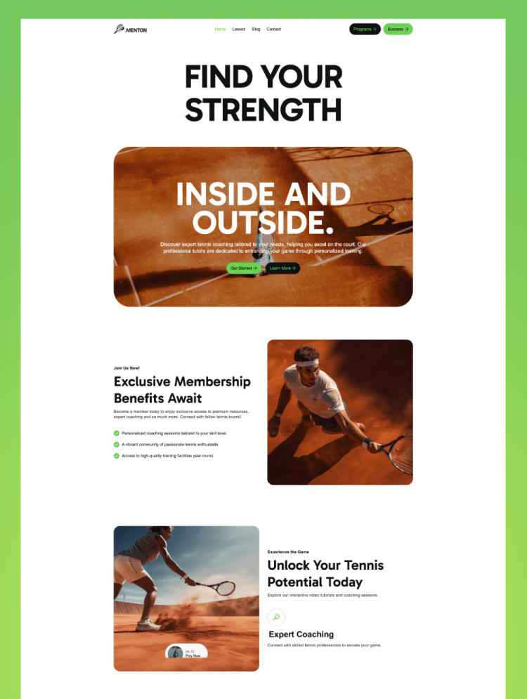 Webflow coaching template – Menton