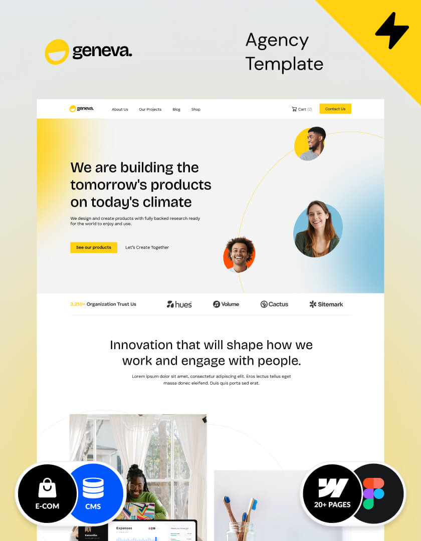 Webflow Agency template designed for businesses, agencies and startups, made in Webflow