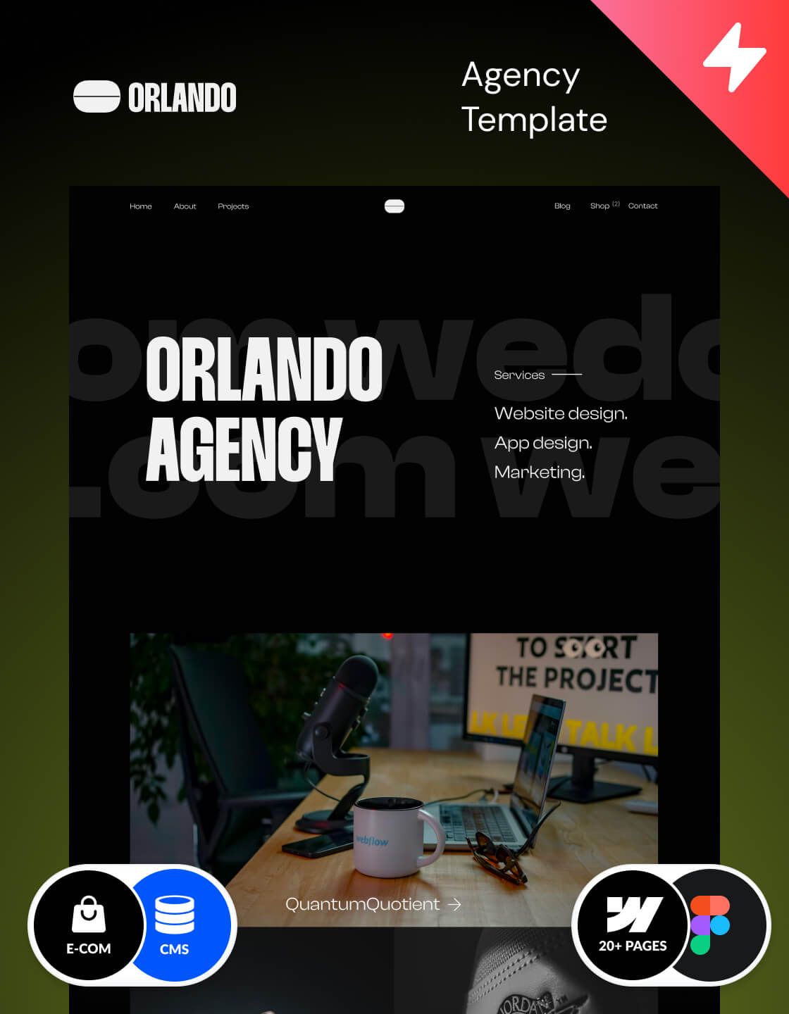 Made in Webflow agency template, designed from Wedoflow