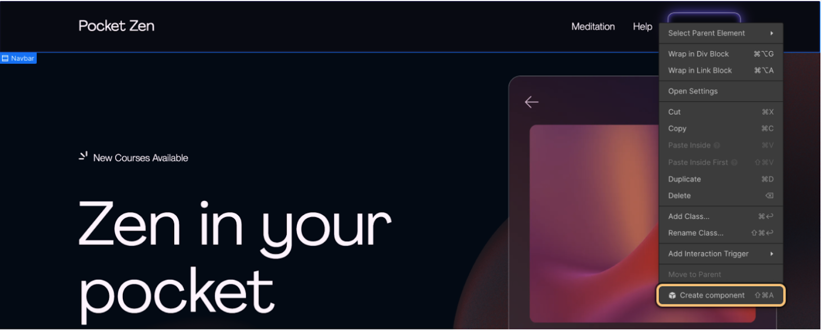 image on how to create components in webflow