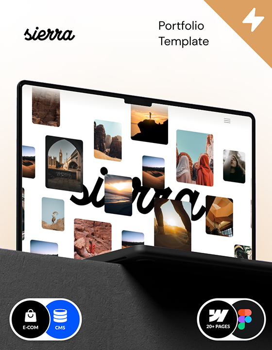 Webflow Portfolio template – Sierra, built in Webflow. Personal Webflow template