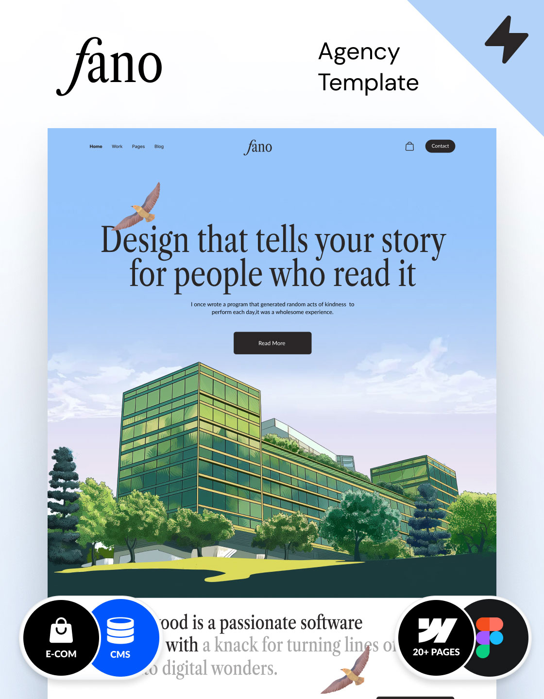 Made in Webflow agency template – Fano