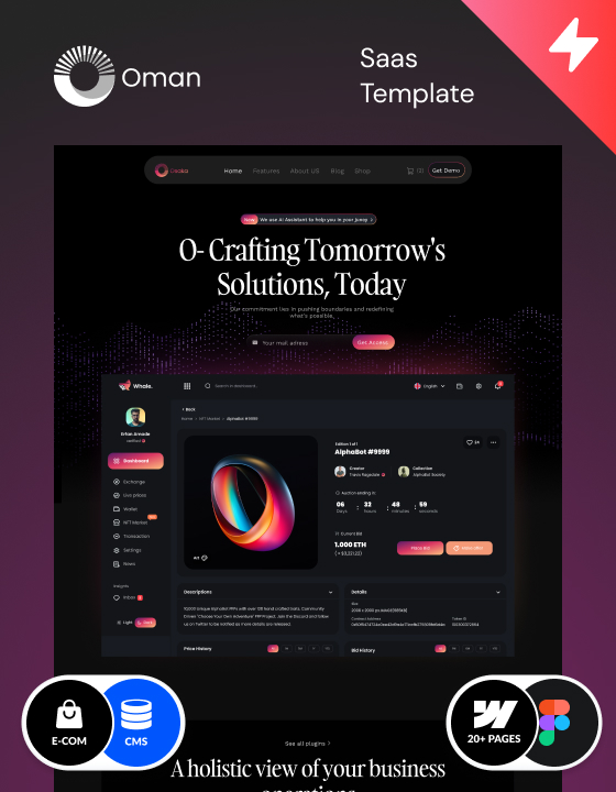Explore Webflow Saas template for agencies and businesses, made in Webflow