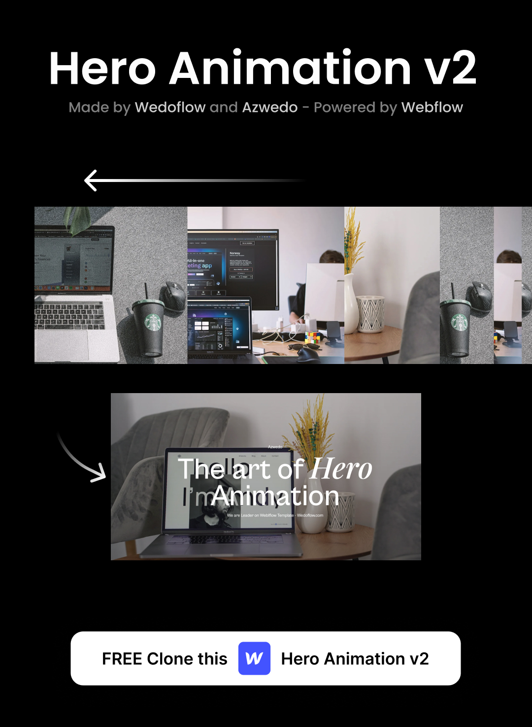 Get this smooth Webflow cloneable animation and implement it in your website hero section and create a stunning visual user experience.