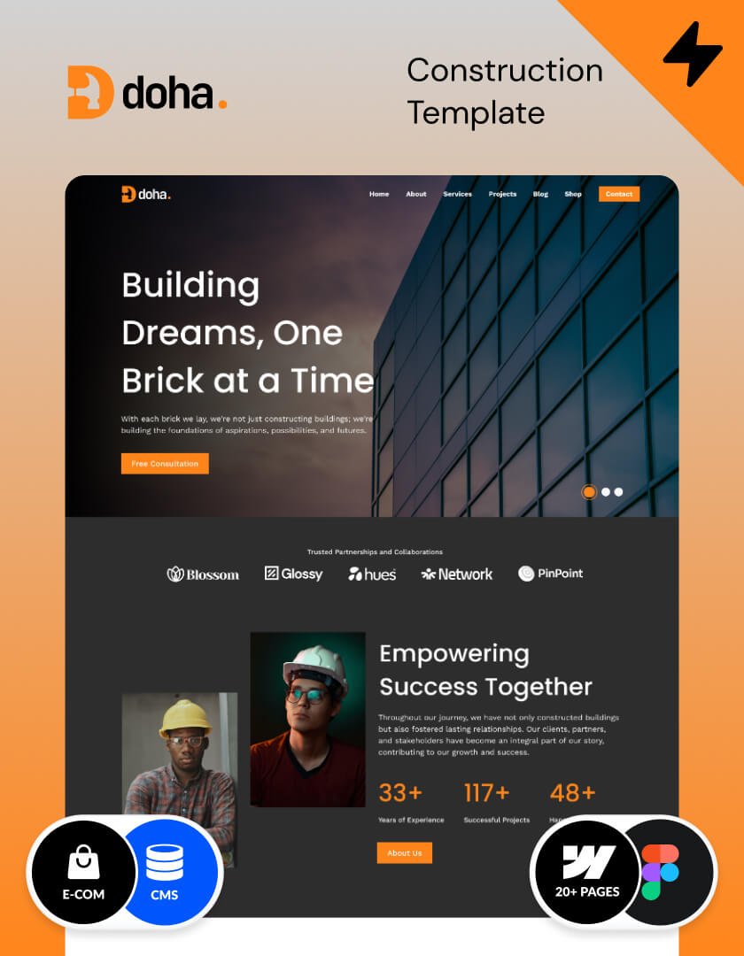 Webflow construction template, made in Webflow, perfect Webflow design