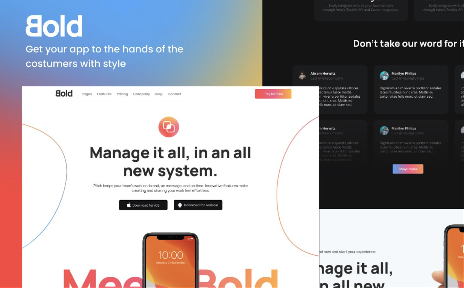 Bold Webflow app website template. Modern example of One Page template for landing page – Webflow template build by Wedoflow