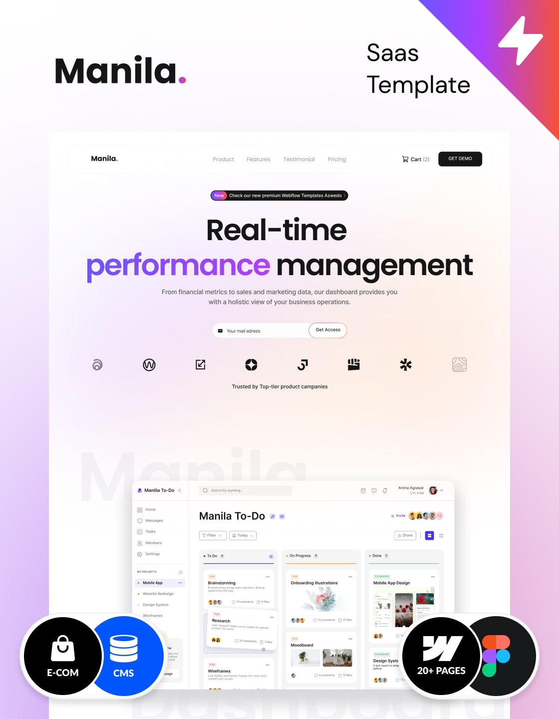 Webflow SaaS template for agencies and startups. Made in Webflow by Wedoflow
