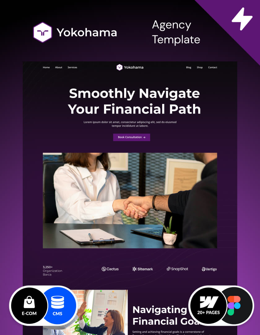 Webflow agency template – Yokohama, made in Webflow.