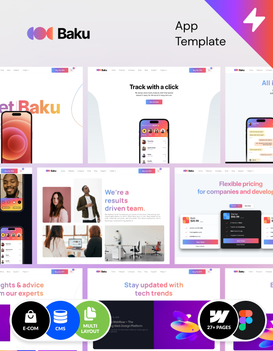 Explore this Webflow SaaS template, multilayout template made in Webflow