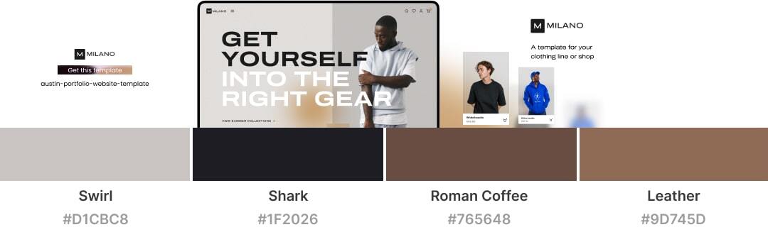 character color palette combination for web design. Milano ecommerce webflow template from Wedoflow