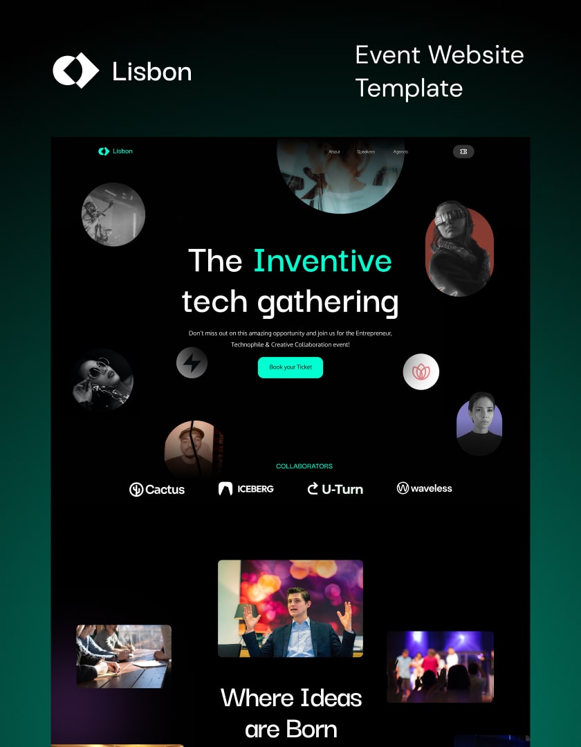 Webflow template for events and conferences. Premium landing page for events, made in Webflow