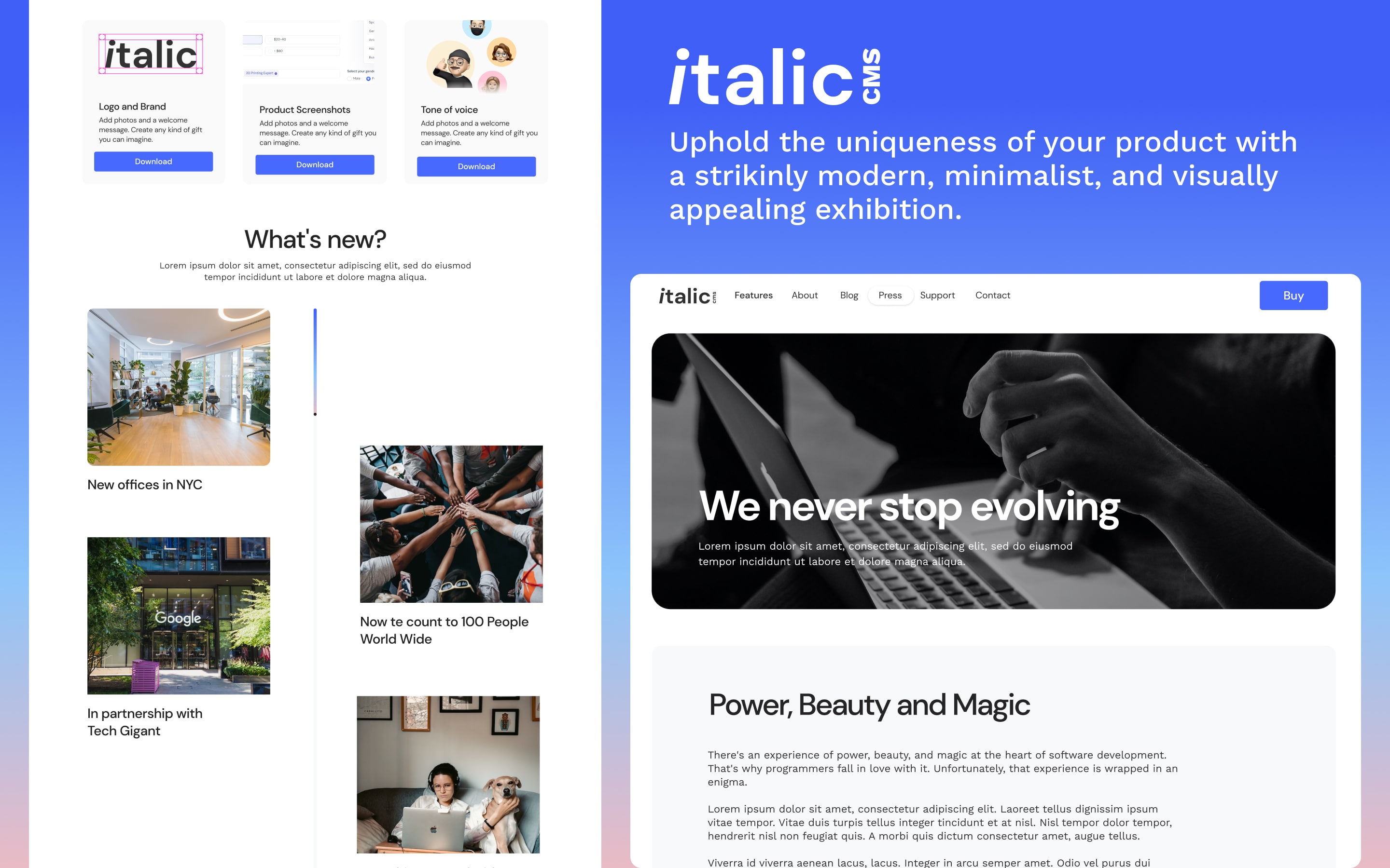 Italic CMS preview 2