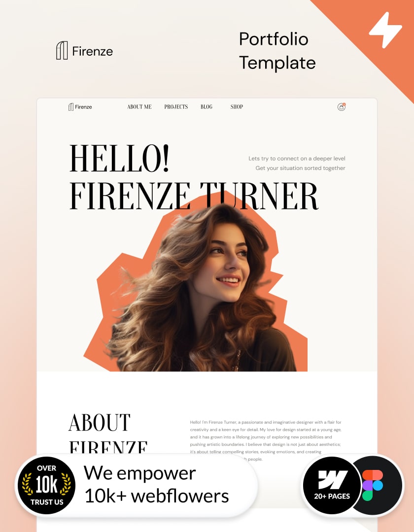 Creative Webflow Portfolio template made in Webflow, designed by Wedoflow