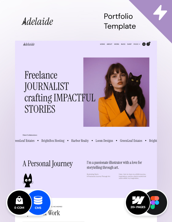 Webflow Portfolio template for freelancers – Adelaide