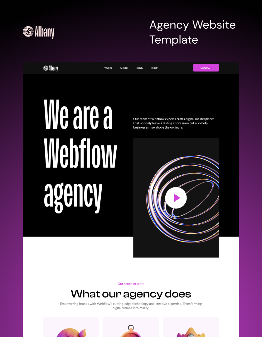Webflow agency template for startups and other businesses