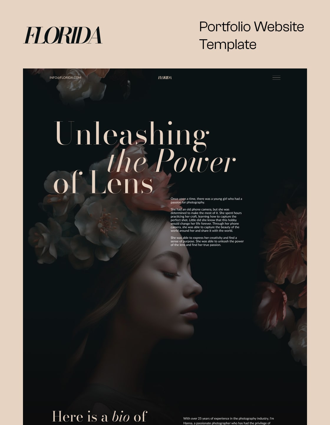 Webflow Portfolio template for creatives. Personal portfolio template for photography and design. Made in Webflow