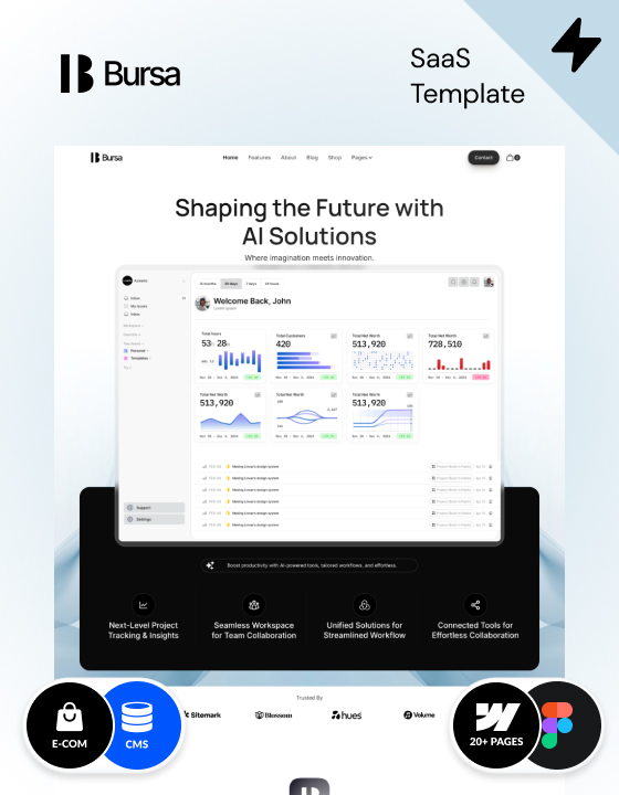 Webflow SaaS template designed by Azwedo and Wedoflow