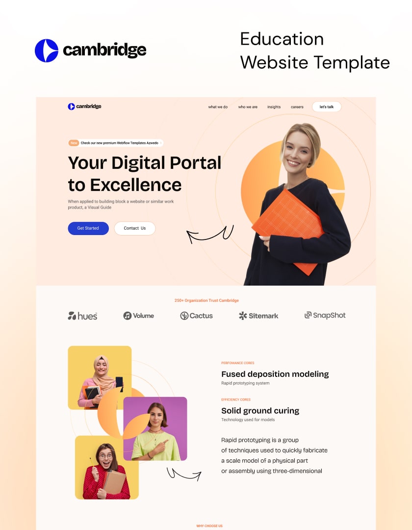 Webflow template for educational institutions, made in Webflow