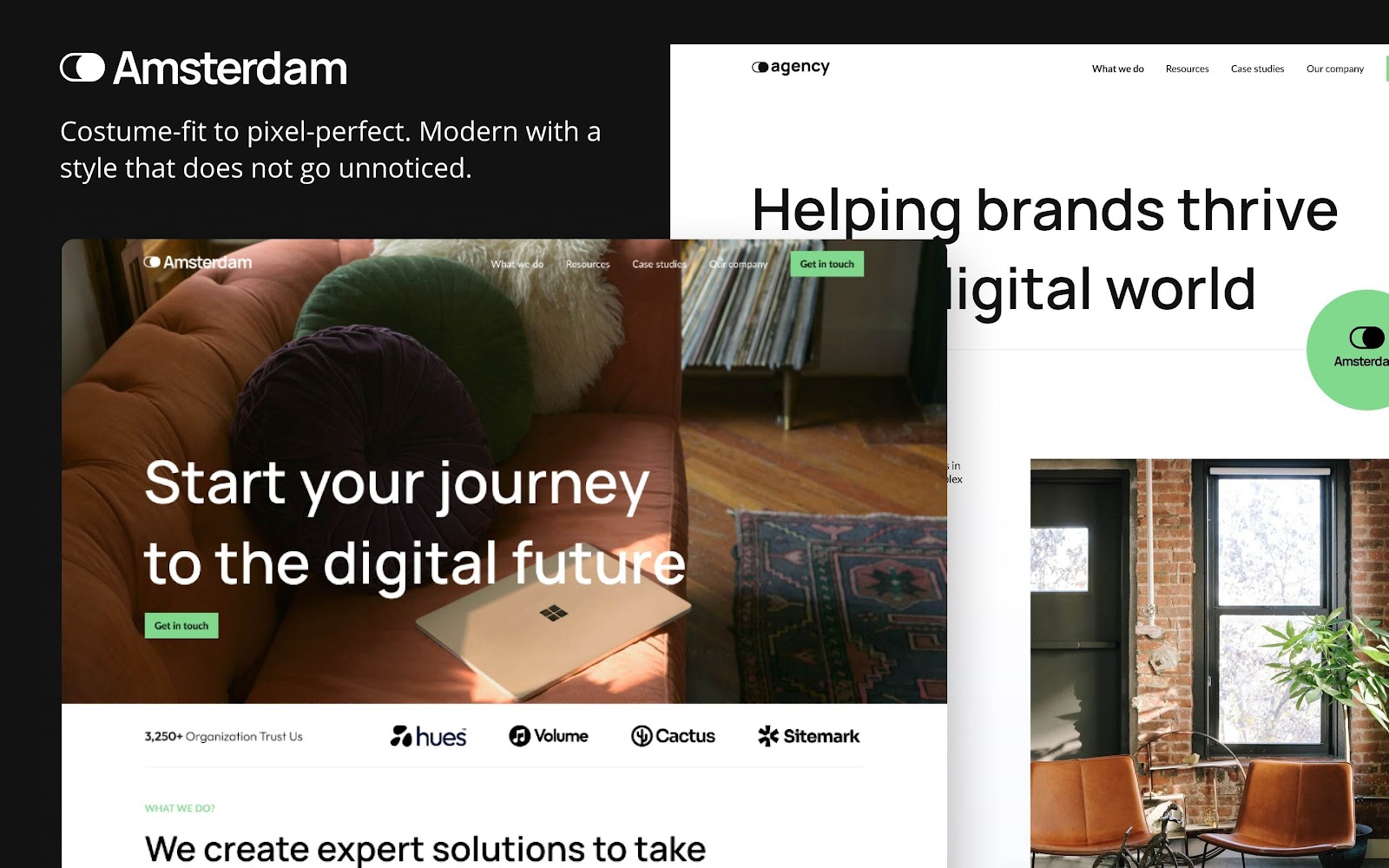 Amsterdam agency website template, Amsterdam webflow agency template, responsive Webflow template – Wedoflow template