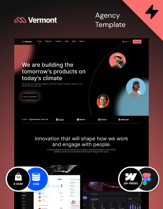 website template for Agency, made in Webflow by Wedoflow