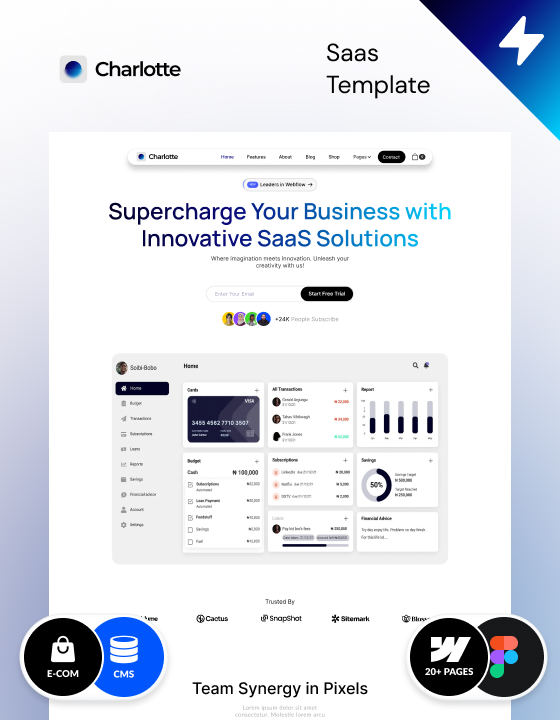 Premium SaaS Webflow template, designed by Azwedo & Wedoflow