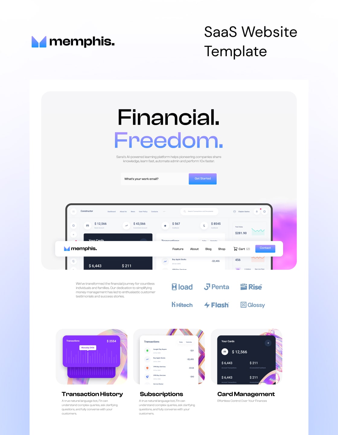Professional Webflow SaaS template for agencies, made in Webflow