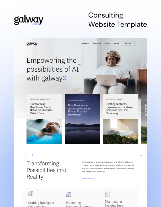 Premium Webflow template for consulting companies – Galway, made in Webflow HTML5 template