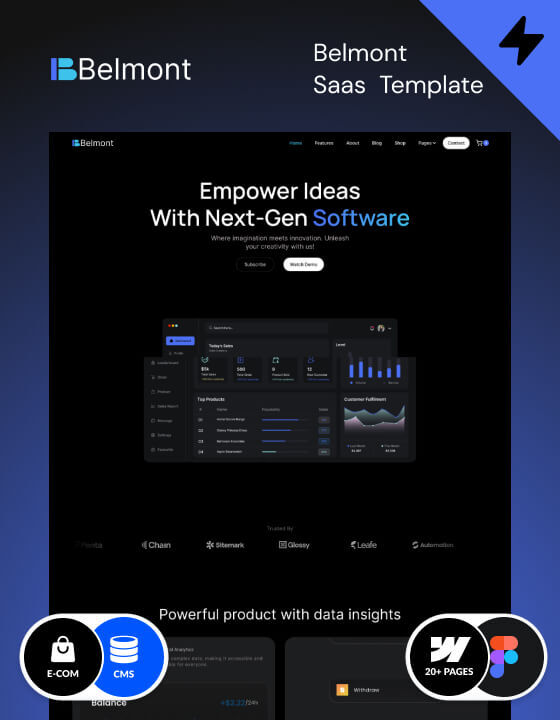 Best Webflow SaaS template – Belmont. Responsive Webflow HTML5 template